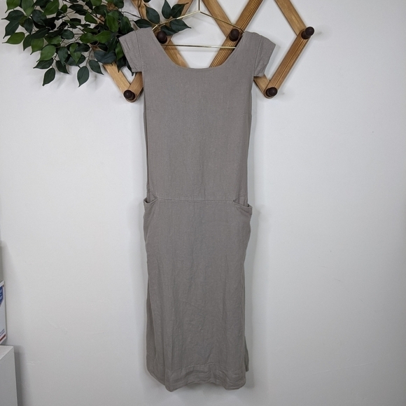 Prologue Linen Peasant Cottagecore Midi Dress - Picture 2 of 10